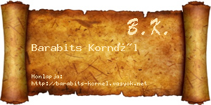 Barabits Kornél névjegykártya