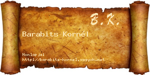 Barabits Kornél névjegykártya